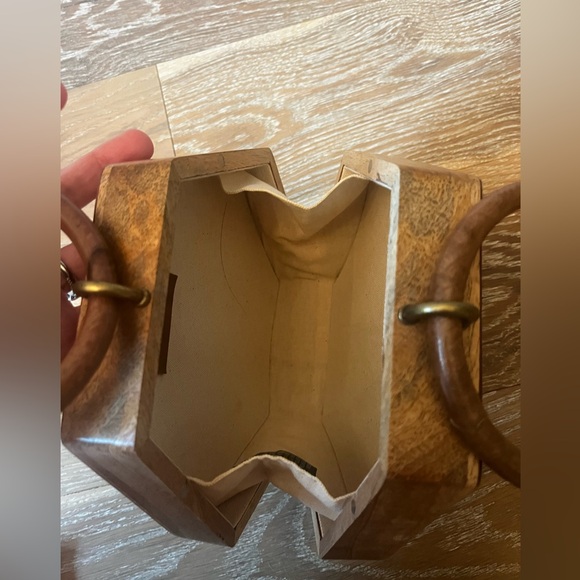 LULU Wooden Box Mini Bag Zigzag Chevron Purse‎ - Picture 9 of 11
